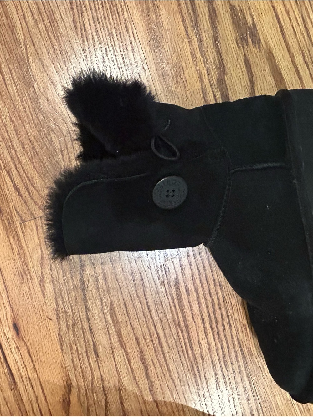 UGG Black Suede Fur-Lined Slip-On Boot